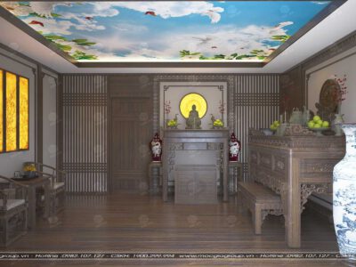 Tranh treo đối diện bàn thờ